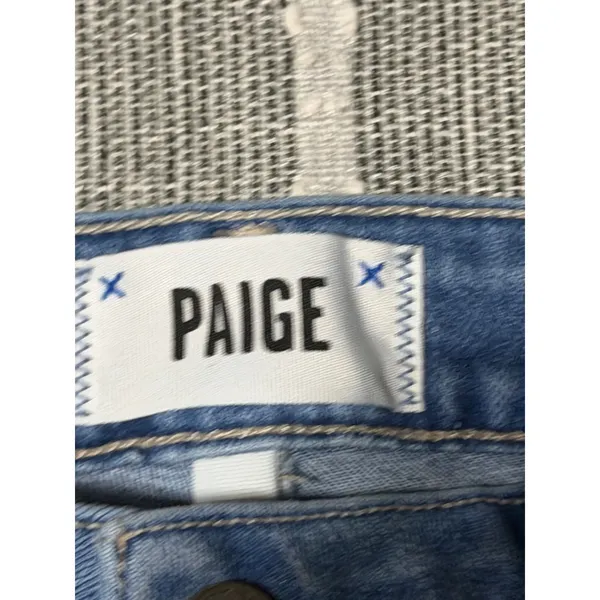 Paige Womens Size‎ 25 High Rise Slim Straight Raw Hem Blue Denim Jeans - Image 3
