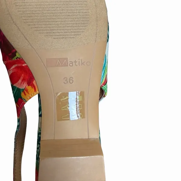 Matiko Tropical Hawaiian Floral Pointed Toe Slingback Flats 36 NIB - Image 9