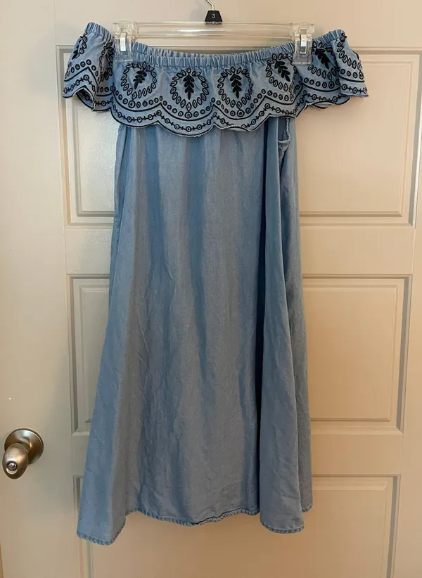 Signature 8 Denim Off The Shoulder Dress - Image 2