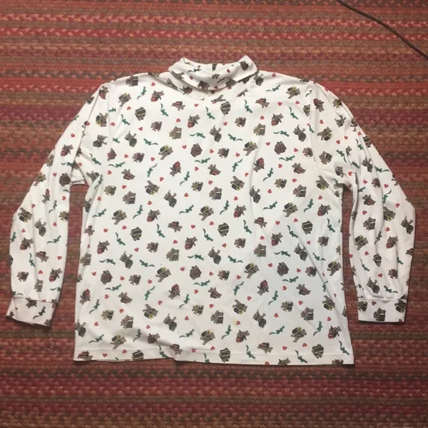 VINTAGE TEDDY BEAR TURTLE NECK LONG SLEEVE Red Size XL - Image 3