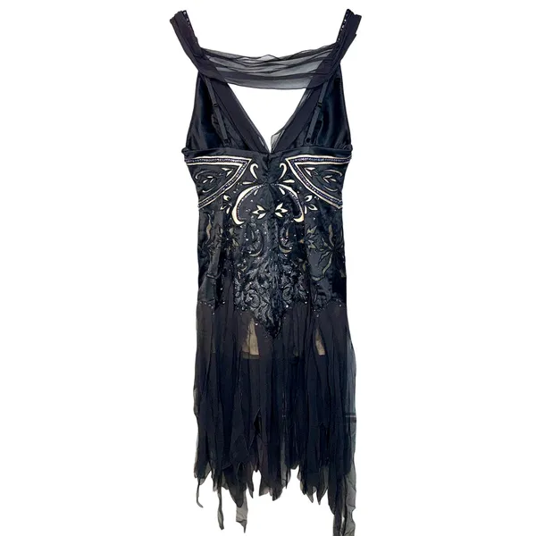 NWT Mandalay Black Silver Beaded Sequin Short Mini Evening Dress Womens Size 10 - Image 6