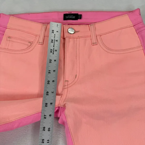Kate Spade Saturday Pink Peach Colorblock Skinny Jeans Womens 26 Made in USA‎ - Image 6
