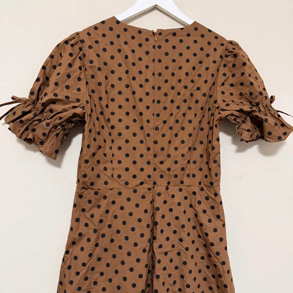 Petal & Pup Polka Dot Midi Dress Womens Large Brown Pinup Retro Brown‎ Black - Image 4