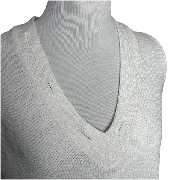 Ann Taylor Sweater Vest White Cable Knit V-Neck Pullover Layering Size Medium - Image 2