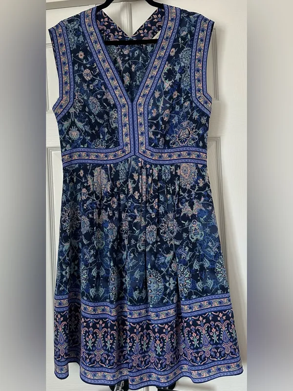 Rebecca Taylor Dreamweaver 100% Silk V-Neck Floral Dress Size 12 - Image 3
