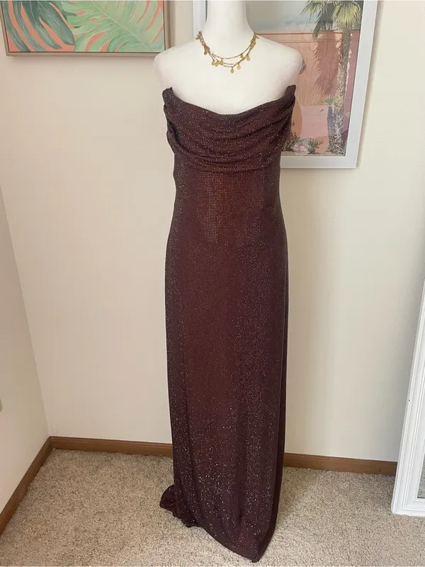 Babyboo Mirabella Maxi Dress in Plum Brown Embellished Rhinestone Size XXL - Image 5