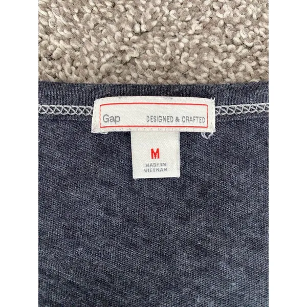 GAP Gray Henley Top Long Sleeve Button Front Soft Knit Shirt Size M - Image 3