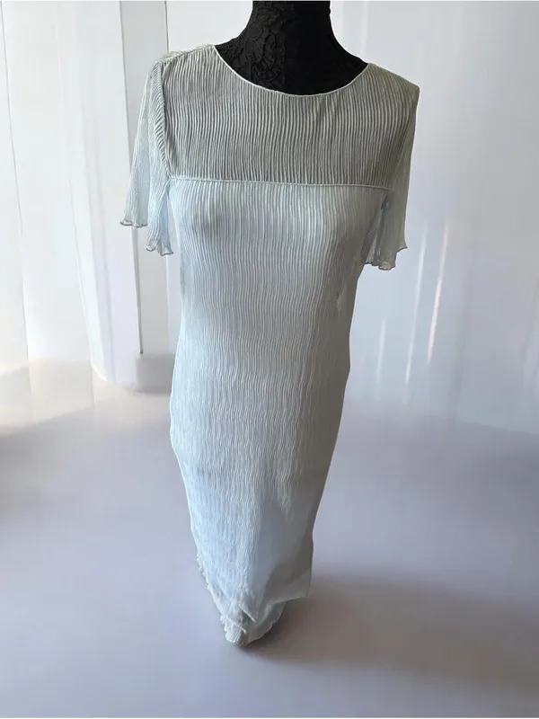 French Connection Pale Blue Sheer-Panel Maxi Skirt with Side Slit size M - Image 2