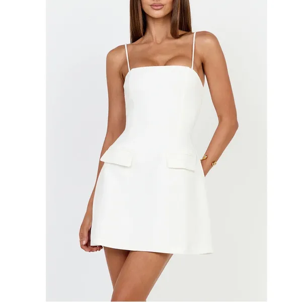 Showpo Katia Mini Dress White Strappy Corset A Line Size 4 - Image 3