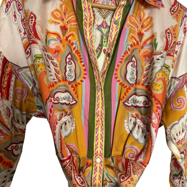 Antonio Melani Roxanne Baroque Paisley Belted Long Sleeve Midi Shirt Dress 2 - Image 6