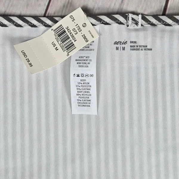Aerie Seersucker Ruffle Bikini Bottom Striped with Gingham Ruffles Size‎ M NWT - Image 5