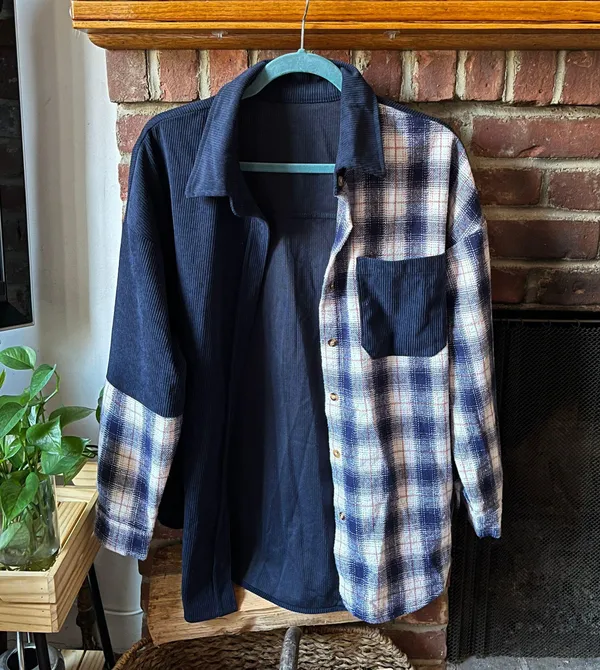 Amazon Navy Contrast Shacket - Image 2