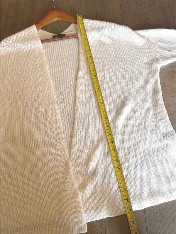 Eileen Fisher Organic Linen Cotton Ivory Knit Open Front Cardigan Women’s Large - Image 10