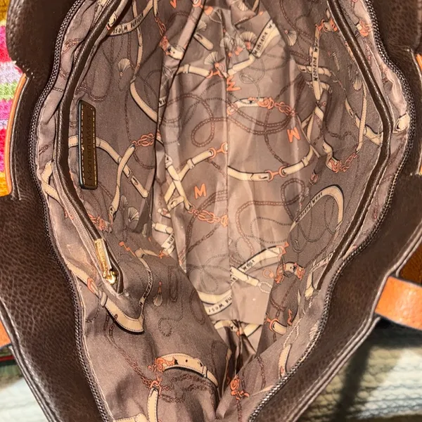 Montana West Brown and Tan Tote Bag with Contrast Stitching, Faux Leather - Image 6