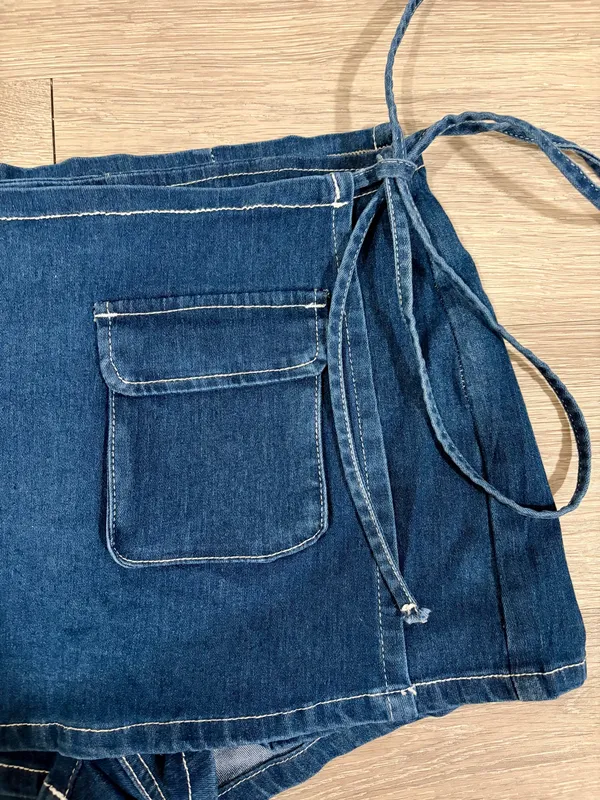 Denim Wrap Skirt Blue Size 29 - Image 3
