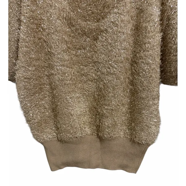 Anthropologie Maeve Violetta SS Tinsel‎ Sweater Honey Women's Size Medium - Image 6