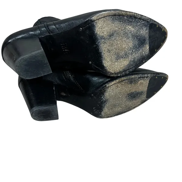 Frye Western Stitch Leather Ankle Booties Black Pointed Toe Block Heel Size 7.5 - Image 7