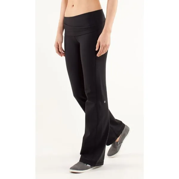 Lululemon‎ Astro Black Criss Cross Waistband Flared Leg Yoga Pant 6 - Image 3