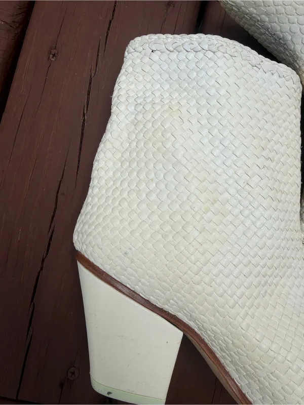 Miista Bondi Off White Woven Leather Western Ankle Boots Size US 7.5 $390 - Image 11