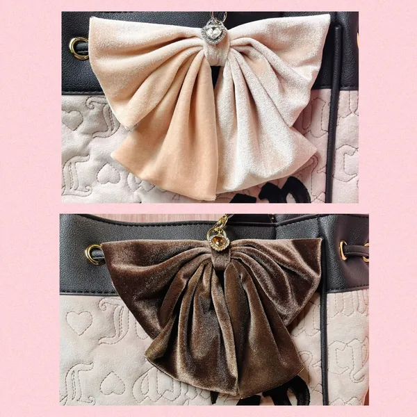Juicy Couture New Coquette Dusty Rose Velour Bow for Bag/Purse/Tote - Image 6