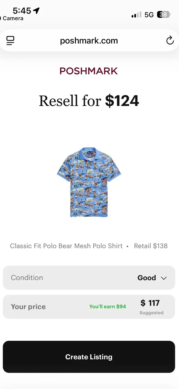 Polo Ralph Lauren Polo Bear Paris All-Over Print Mesh Polo Shirt - Men's Size M - Image 8
