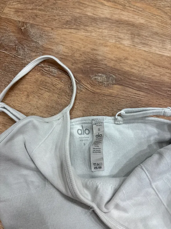 Light Grey Alo Yoga Ribbed Sports Bra - Image 5