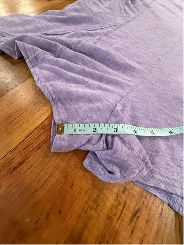 NeWViV Lavender Mineral Wash Knit Romper S 100% Cotton Raw Seam Keyhole Pocket - Image 12