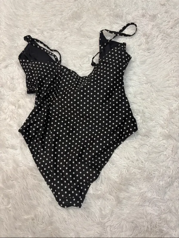 Aerie Black Polka Dot One-Piece Swimsuit - Image 5