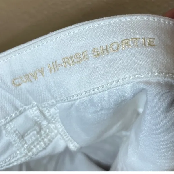 American Eagle White Curvy Hi Rise Shortie‎ Denim Shorts Distressed Size 6 - Image 7