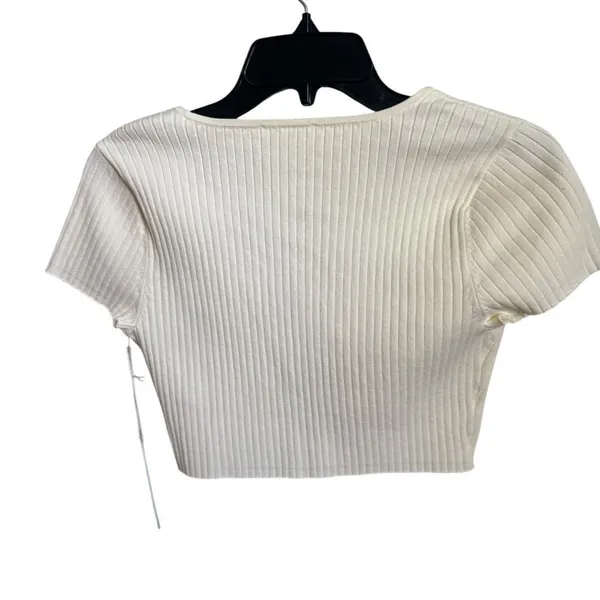 Reformation Anny Cotton Short Sleeve Cardigan Gossamer XS NWT - Image 3
