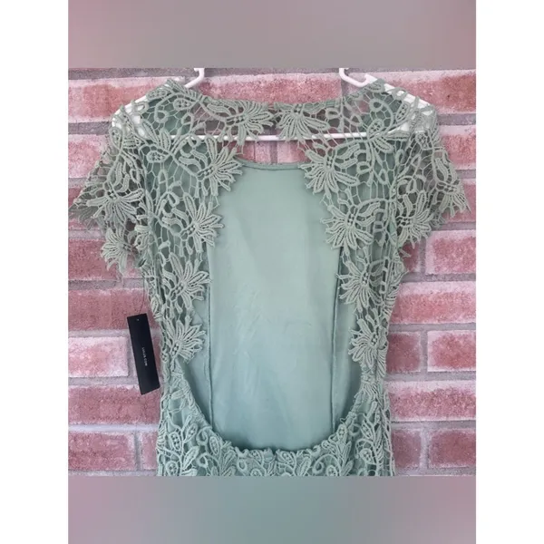 Lulu’s Hidden Talent Backless Dress NEW Women’s Large Lace Green Sheath Summer - Image 7