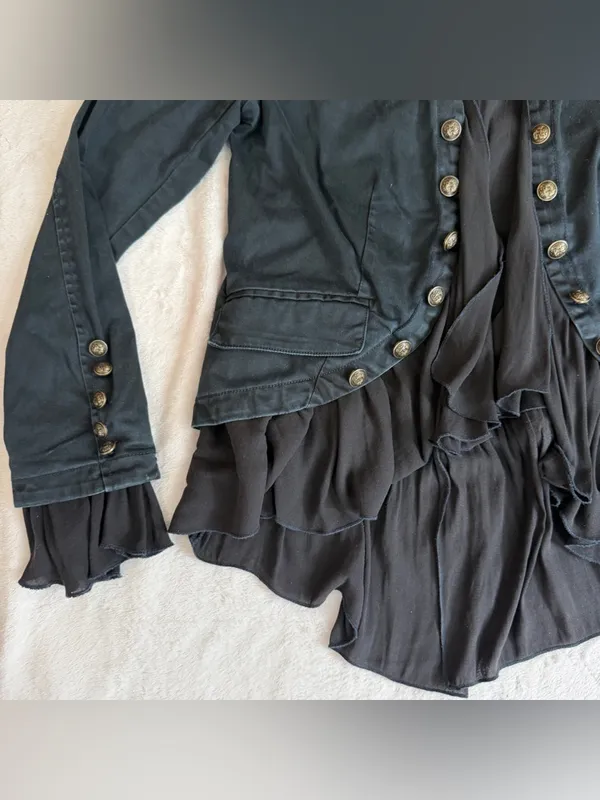 Free People Romantic Ruffles Jacket in Black Combo Size Small - Image 5