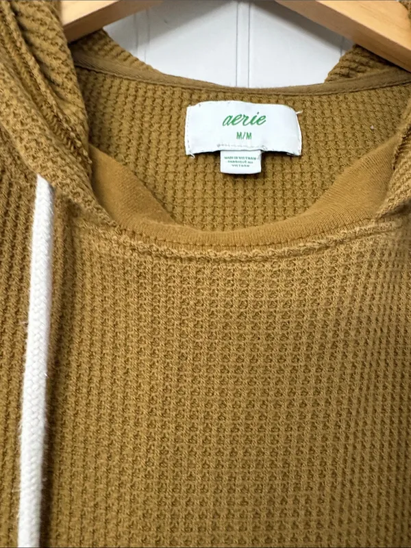 Aerie Long Sleeve Oversized Waffle Hoodie Women Size Medium - Image 2