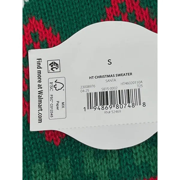 Holiday Time Ugly Unisex Christmas Santa Sweater Pocket House‎ Red/Green Sz S - Image 9