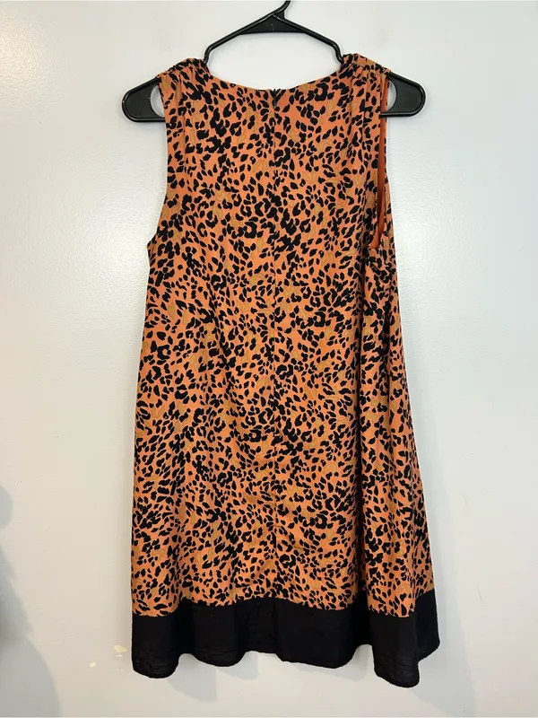 THML Leopard Animal Print Sleeveless Shift Mini Dress Size Small - Image 4