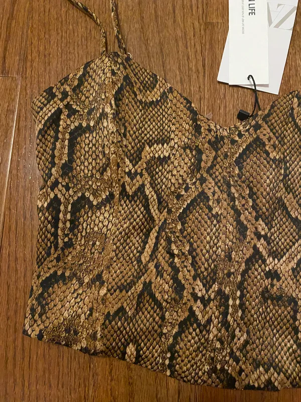 Nwt Animal Print Bustier Spaghetti Strap Crop Top - Image 7