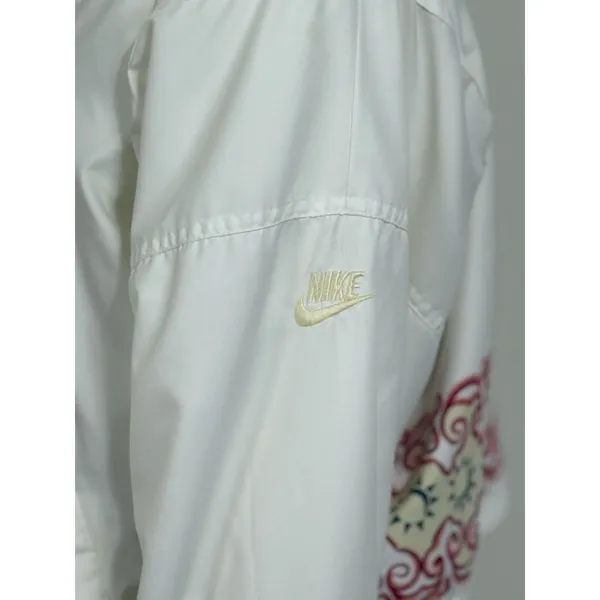Vintage 90s Nike White Track Jacket Women’s Aztec Sun Embroidered Windbreaker S - Image 5