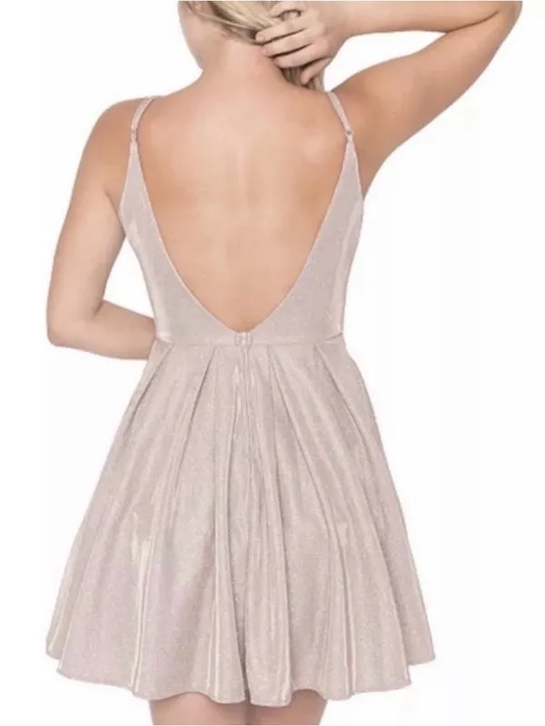Macy's Sparkling Light Blush Spaghetti Strap Mini Dress Size 16W - Image 3