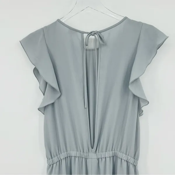 Aritzia Wilfred fleurette jumpsuit womens M ruffle sleeve cropped wide leg gray - Image 7