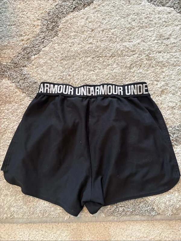 Under Armour Women's Black Athletic Shorts with Branded Waistband - Image 2