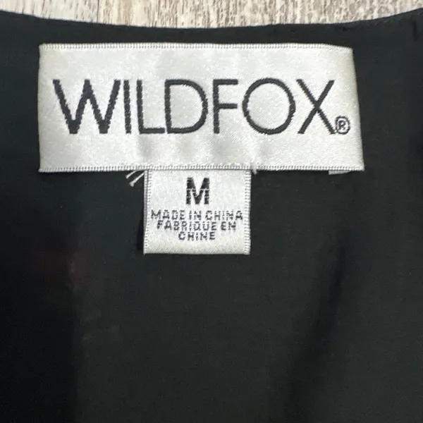 Wildfox Black‎ Rosebud Print Deep V-Neck Ruffle Mini Dress Long Sleeve Medium - Image 3