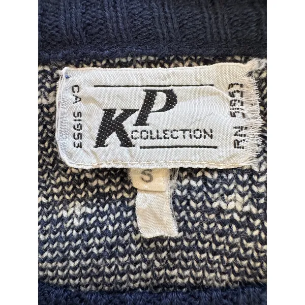 Vintage ‘90s KP Collection Ivory & Navy Fair Isle Pullover Unisex Sweater - Image 7