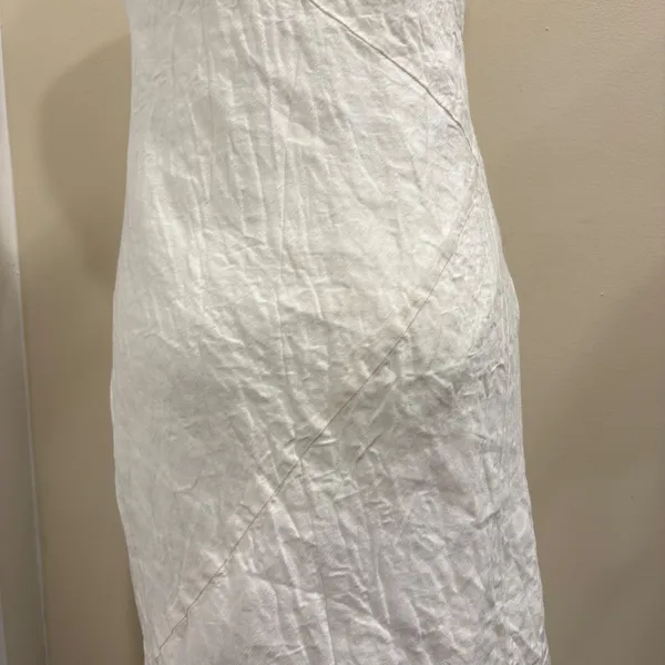 Amanda Uprichard Clarisse Dress White Linen Midi Keyhole Preppy Coastal Small - Image 8