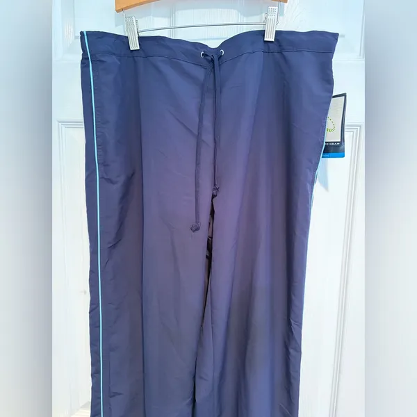 Tek Gear Women’s Large Navy Wicking Track Pants Wide‎ Leg Drawstring NWT L - Image 4