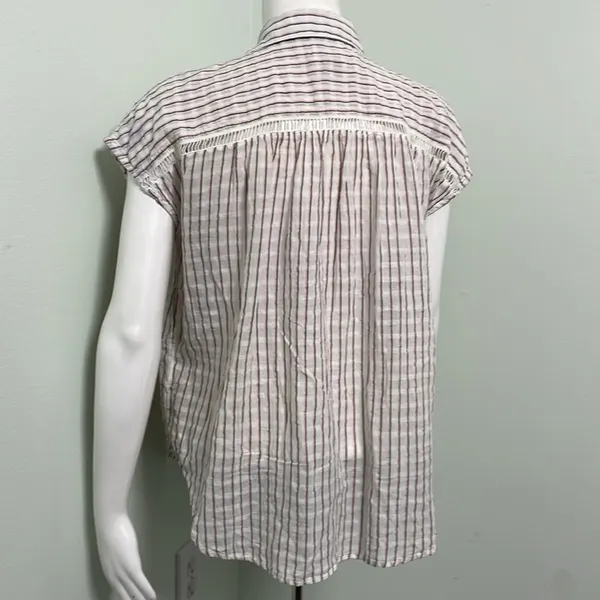 ANTHROPOLOGIE Pilcro Serena Surf Henley Linen Blend Blouse Size XS - Image 9