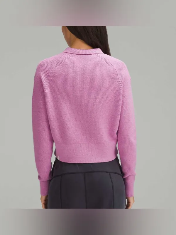 Lululemon Collared Knit Merino Wool Blend Sweater Dahlia Mauve - Image 2
