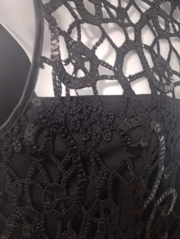 Cache Black Sleeveless Sequin Lace Top - Image 2