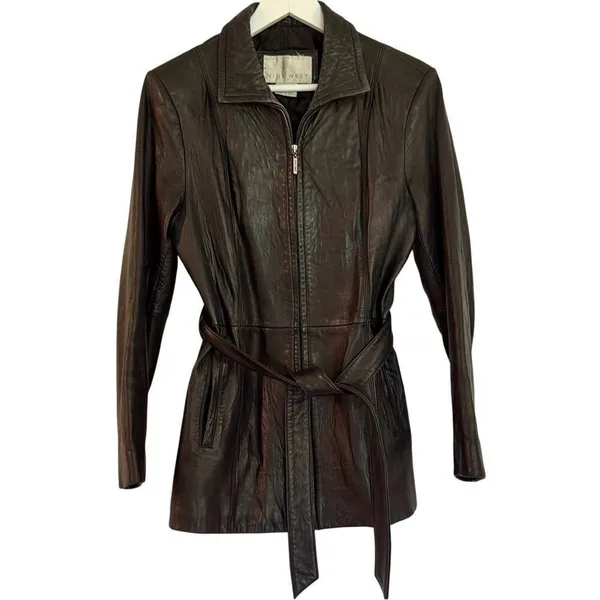 Nine West Vintage 100% genuine leather zip front jacket M - Image 12