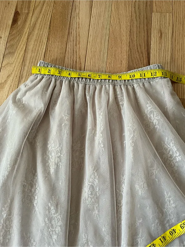 Cream Tulle Midi Skirt Floral Medium Bridal Cottagecore Romantic Wedding Guest - Image 4