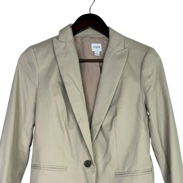 J. Crew Willa Long Sleeve Single Button Stretch Suit Coat Jacket Blazer 2 Beige - Image 2